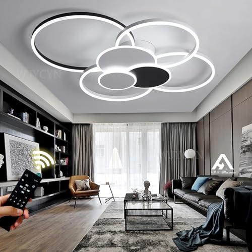 Plafoniera LED Dimmerabile Moderna 7 Anelli Bianco & Nero
