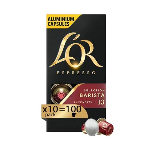 L'Or - Capsule Caffè Espresso Barista - 100 Capsule In Alluminio - Intensità 13 - Compatibili Con Macchine Nespresso®* original - 10 Confezioni da 10 Capsule