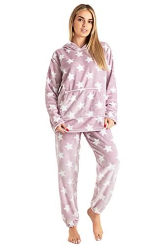 CityComfort Set Pigiama Donna Invernale in Pile con Cappuccio - Stella Rosa