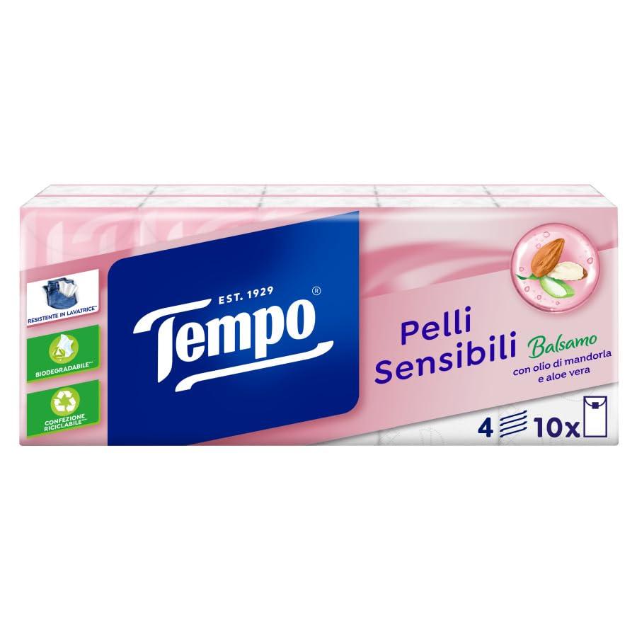 Tempo Fazzoletti Tascabili Pelli Sensibili, 10 Pacchetti