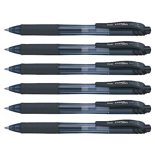 Pentel EnerGel-X BL107 - Set di 6 penne roller a punta fine, colore: Nero