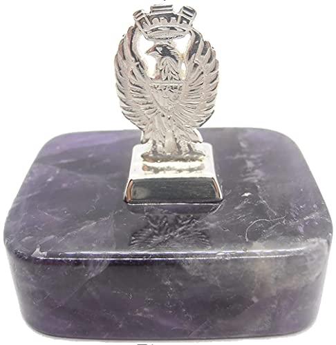Aquila in Argento 925 su Ametista Viola Naturale - Simbolo della Polizia di Stato Italiana