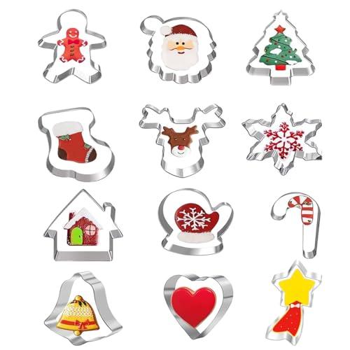 ZHOUHON 12 Pezzi Stampi Biscotti Natale in Acciaio Inox