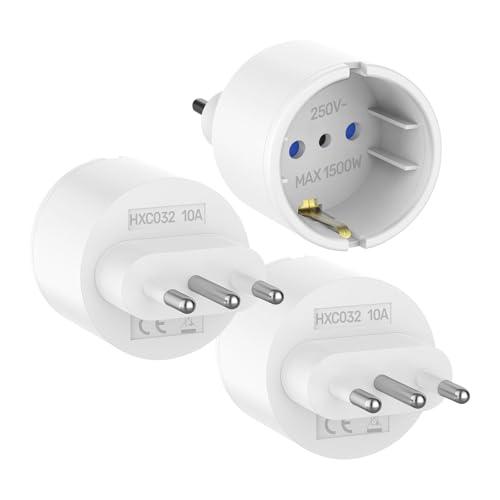 Adattatore Spina Italia Tipo L - Set da 3 Pezzi per Presa Schuko