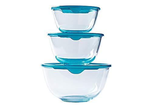 Pyrex® Prep & Store - Set di 3 Ciotole in Vetro con Coperchio