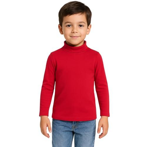 Intimitaly Lupetto Caldo Cotone Bambino/a - Collo Alto Rosso (5-6 Anni)