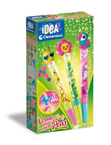 Clementoni Idea Create Your Pens Tropical - Gioco Creativo per Realizzare Penne Personalizzabili