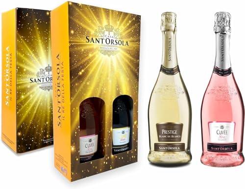 Casa Sant'Orsola - Set Vino Cuvèe Prestige Blanc de Blancs e Rosè 12%, da Prestigiosa Uva Italiana, Gusto Dolce con Note Fruttate e Aromatiche, 2x750 ml