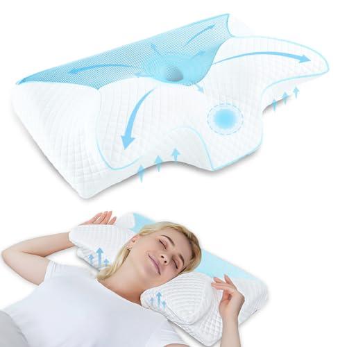 HOMCA Cuscino Cervicale Ergonomico Memory Foam Blu