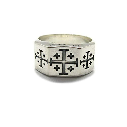 Anello in Argento 925 Croce di Gerusalemme