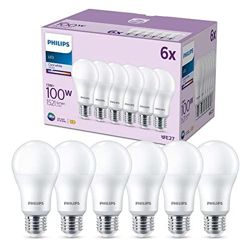 Philips Lampadine LED E27 Luce Bianca Fredda - Confezione da 6