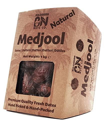 Datteri Medjool Naturali Freschi - 1 kg, Dimensione Media in Scatola di Cartone