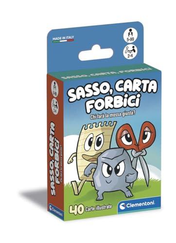 Clementoni - Sasso Carta Forbici, Mazzo di 40 Carte Illustrate, Gioco di Strategia per Bambini 5+ Anni, 2-4 Giocatori, Idea Regalo, Made in Italy, Lingua Italiana