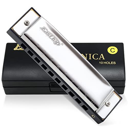 East Top Armonica a bocca, 10 fori 20 toni Blues C Armonica diatonica, Armonica C per adulti, principianti, professionisti, studenti e bambini, come regalo, T10-3