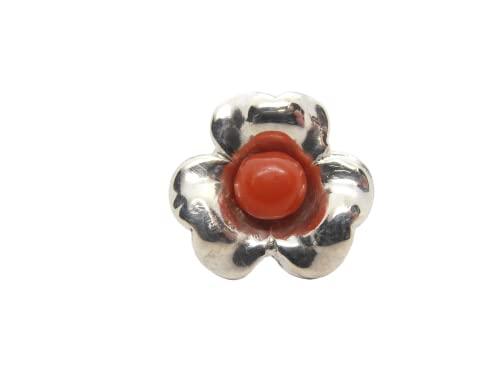 Spilla Fiore in Argento 925 con Corallo Rosso Naturale
