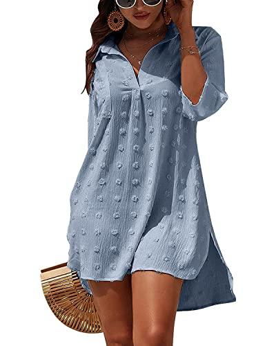 Rayson Copricostume Donna Mare Scollo a V Blu
