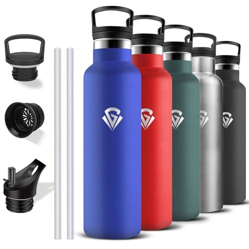 Borraccia Termica 1 Litro in Acciaio Inossidabile con Cannuccia e Doppio Tappo