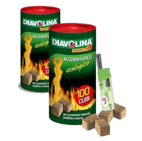 Diavolina Accendifuoco Ecologico 100pz + Accendino GM