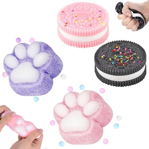 Echehi 4 pezzi Tabba Squishy, Taba Squishy Zampa, Taba Squishy Biscotto, Antistress Bambini, Antistress Adulti