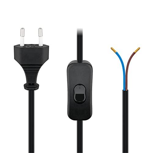 Goobay Cavo Alimentazione con Interruttore, Nero, 1.5m