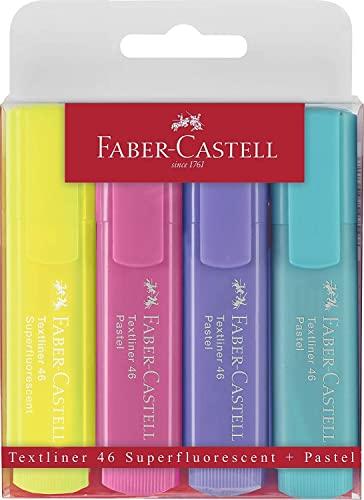 Faber-Castell Evidenziatori Textliner 1546 Superflourescent + Pastel - Set da 4