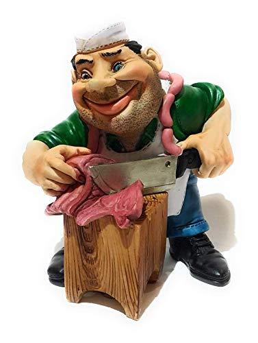 Caricatura Il Macellaio - Statuetta in Resina e Alabastro Dipinta a Mano