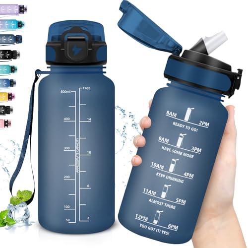 Grsta Borraccia per Bambini 500ml con Scala Temporale e Cannuccia