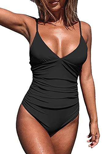 CUPSHE Costume da Bagno Donna Triangolo Scollo a V Nero