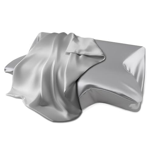 HOMCA Federa in Raso 60x40cm Grigio Scuro per Cuscino Memory Foam