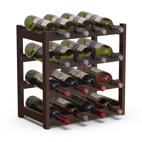 BAKAJI Cantinetta Portavino in Legno Bambù 16 Bottiglie - Noce