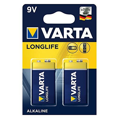 VARTA Longlife 4122 - Batteria Alcalina 9V Blocco (Confezione da 2)
