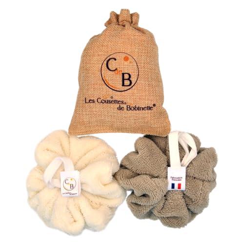 Set 2 Spugne da Bagno e Doccia in Bambù - Crema Cappuccino