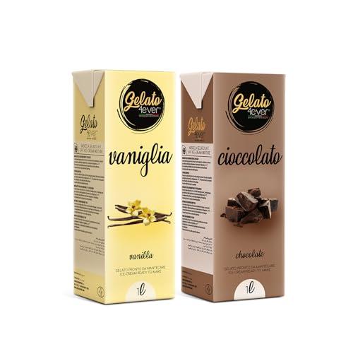 Gelato 4ever - Preparato per Gelato, Double Pack Cioccolato e Vaniglia, 2L
