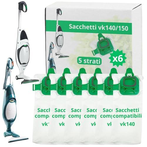 NAMAI - Set di 6 Sacchetti Folletto VK140 e VK150 Compatibili