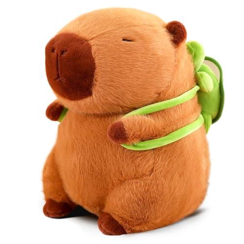 Peluche Capybara con Zaino Tartaruga - 23cm di Adorabile Compagnia