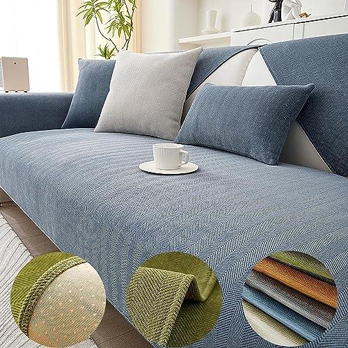 Funny Fuzzy Herringbone Chenille Fabric Furniture Protector Couch Cover,Funny Fuzzy Uk Sofa Cover,Herringbone Chenille Fabric Furniture Protector Couch Cover (90*210 cm/35.4*82.68 in,Greyish Blue)