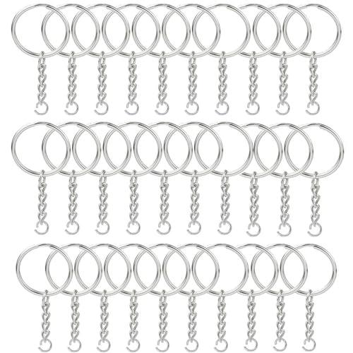 Set di 30 Anelli Portachiavi con Gancio e Anellini, 25mm