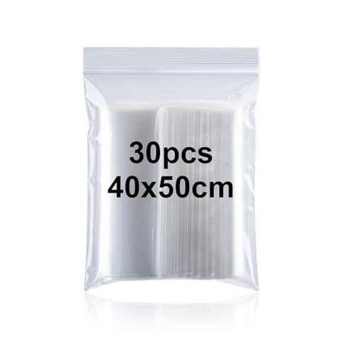 Sacchetti in Plastica Trasparente Richiudibili 40 * 50cm 30pezzi Sacchetto Sigillato Borsa con Chiusura a Cerniera, Applicano a Articoli per Bricolage, Deposito di Abbigliamento