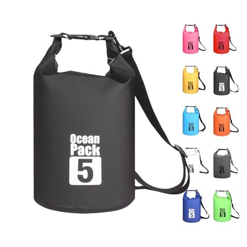 MORAINJAY Borsa Impermeabile 5L Nera - Zaino Stagno per Sport Acquatici e Outdoor