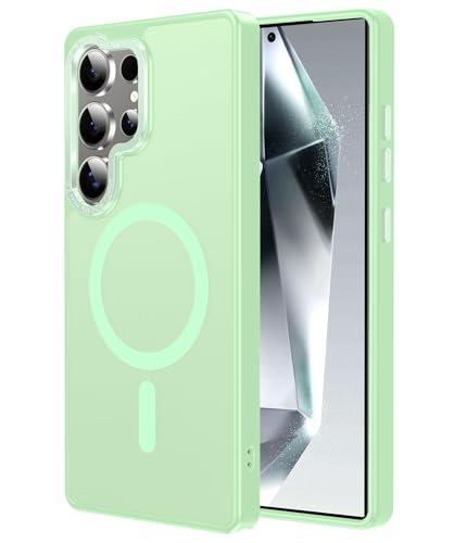 Custodia compatibile per Samsung Galxy S24-FE: [Pulsanti senza sforzo] Traslucido opaco sottile antiurto anti-impronte per Samsung S24FE Custodia, verde chiaro