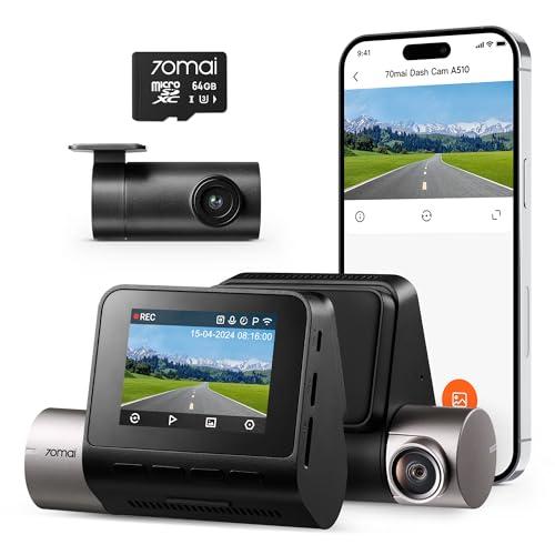 70mai Dash Cam Auto A510 Full-HD con Scheda SD da 64GB