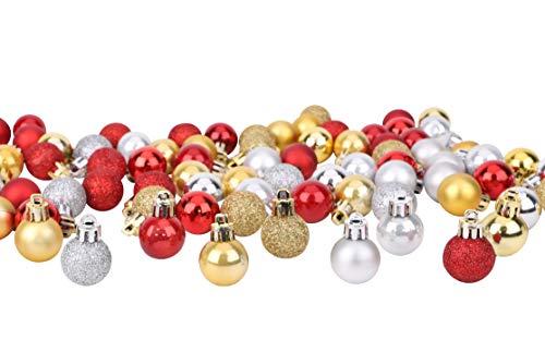 Toyland® - Set di 96 Mini Palline di Natale (Rosso, Argento, Oro) - 2.5cm