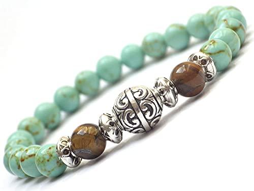 Bracciale Uomo in Turchese Ricostituito e Occhio di Tigre - Eleganza Naturale al Tuo Polso