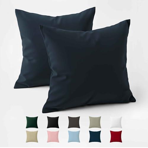 Federe 50x50 Cotone Rinforzato (Set da 2) - Blu Scuro - Trama Fitta a 57 Fili/cm² - Federe Cuscini 50x50 cm - Federe Cuscino 50x50 Certificate Oeko Tex - Dreamzie