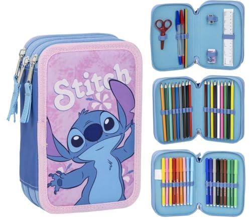Astuccio Scolastico Triplo Stitch Rosa - Accessori Inclusi