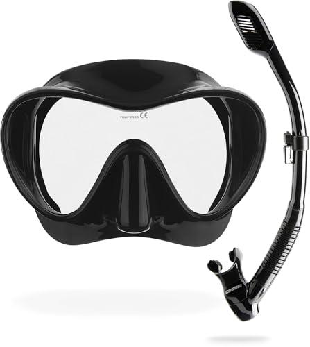 Cressi F1 Combo - Set Maschera Frameless F1 + Snorkel Dry per Immersioni e Snorkeling