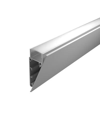 Profilo LED in Alluminio Giove Bianco 2m a Parete con Cover Trasparente