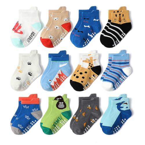 Yafane 12 paia Calze Bambino Antiscivolo in Cotone
