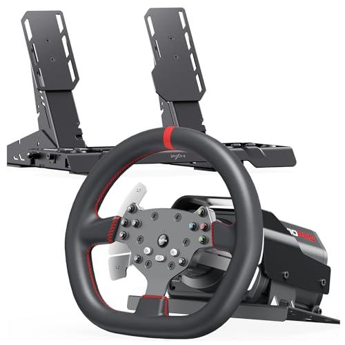 PXN V10 Ultra Volante da Corsa Direct Drive con Pedali – Force Feedback 3,2 Nm, Volante da Gioco con Impugnatura in Pelle Microfibra e Paddle Shifter – Kit Sim Racing per PC, PS4, Xbox One/Series