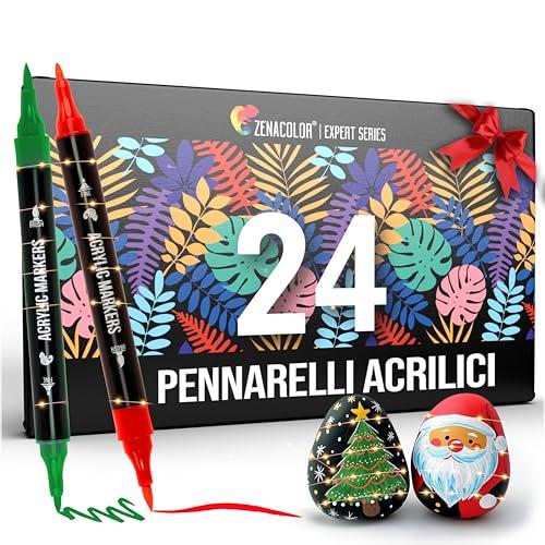 Pennarelli Acrilici a Doppia Punta - 24 Colori